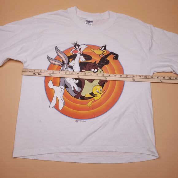 Vintage 90s Looney Tunes Logo Character Graphic T Shirt Classic Mens L - Picture 7 of 8